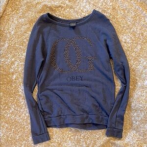 “Vintage” Obey Women's Leopard Print Crew Neck Sweater size medium